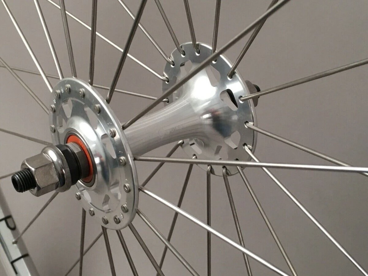 H Plus Son Archetype Polished SILVER 32h Fixed Gear Track Bike Wheelset - Image 6