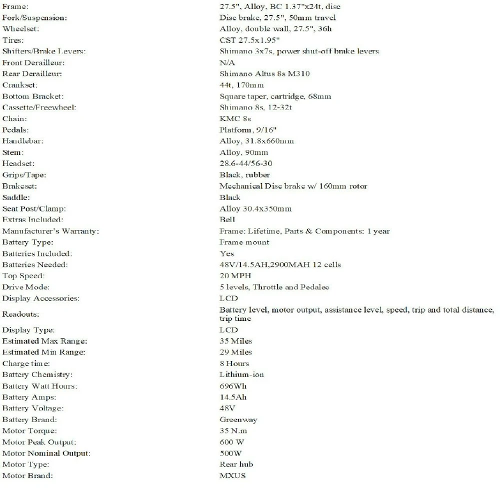 Ebike Force Etrail HT500 Ebike 27.5" MTB -21 Speed With 500W Blue Small - Image 8