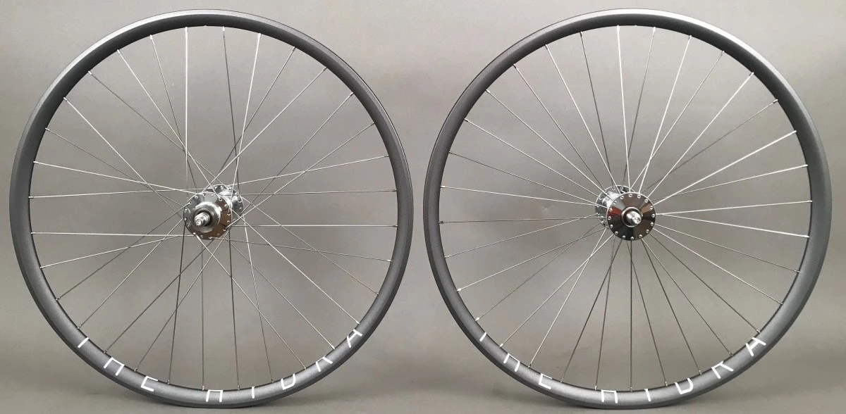 H Plus Son H + Plus Son Hydra Grey Rims Track Fixed Gear Bike Wheelset Phil Wood Hubs 32h