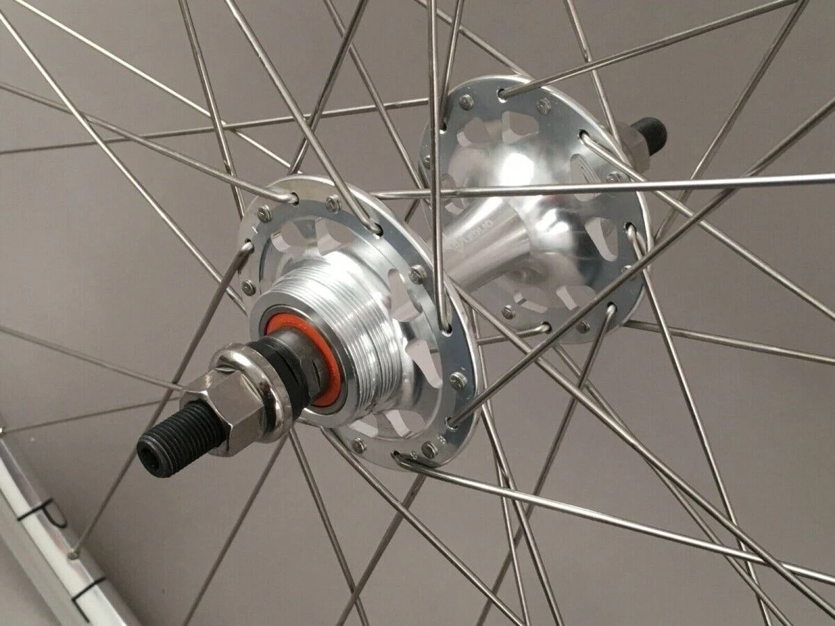 H Plus Son Archetype Polished SILVER 32h Fixed Gear Track Bike Wheelset - Image 7