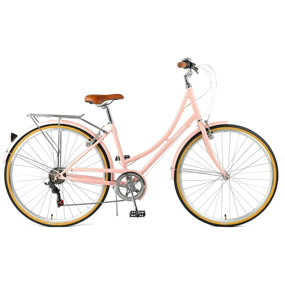 Retrospec Beaumont 7-Speed Step-Thru City Bike - Blush Pink 2022 - Image 4