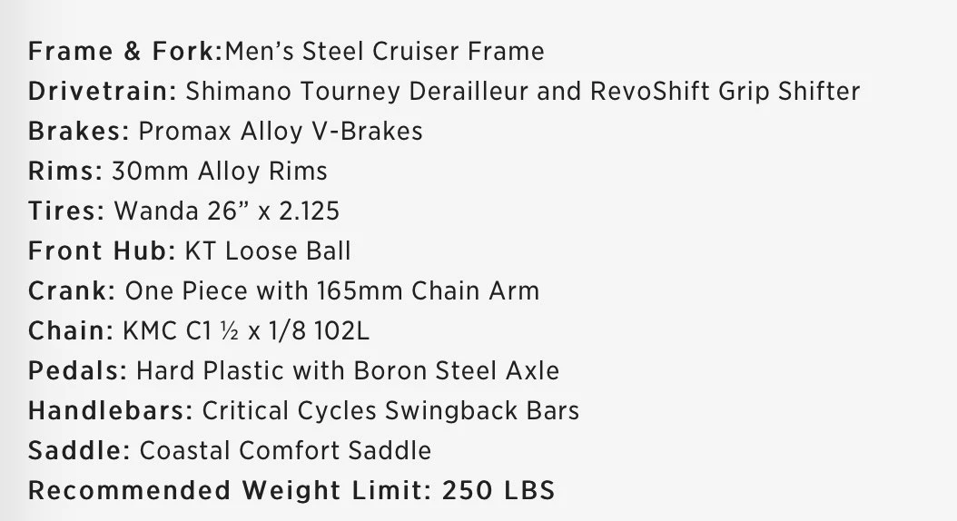 Retrospec Chatham Beach Cruiser 7-Speed 26" - Matte Black 2022 - Image 5